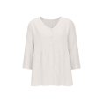 thumbnail image 4 of MaFYtyTPR Womens Linen Shirts 3/4 Sleeve Tops for Women Trendy Solid Color V-Neck Button Cardigan Lightweight Loose Three-Quarter Tee Blouse Z-White XXL, 4 of 5