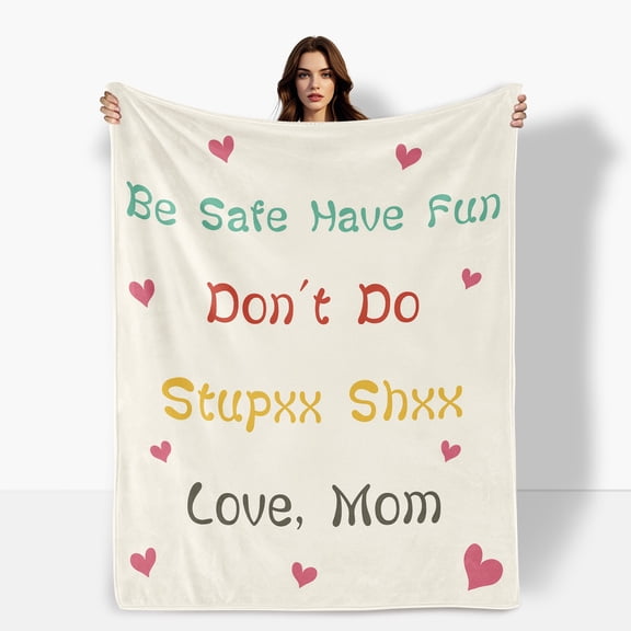 Thoughtful Safety Quotes Fleece Blanket For Children Care Design Sofa Bed Travel Camping Polyester Throw Shipped From USA Soft Warm Comfortable Flannel Blanket Ideal For Family Friends Gift