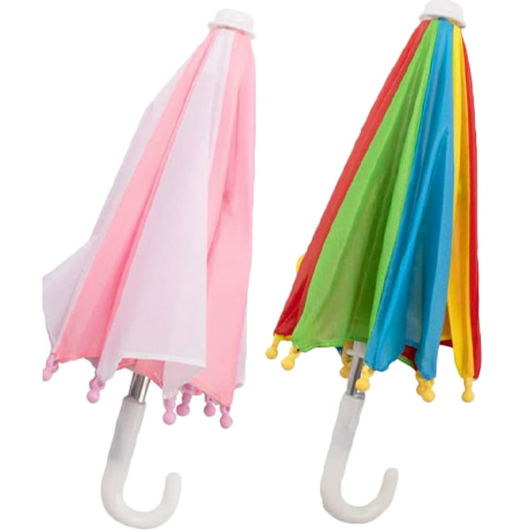 2pcs Mini Umbrella Adjustable Miniature Umbrella Sunny Rainy