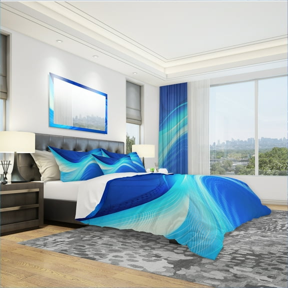 Designart 'Blue Hues Abstract' Modern & Contemporary Duvet Cover Set