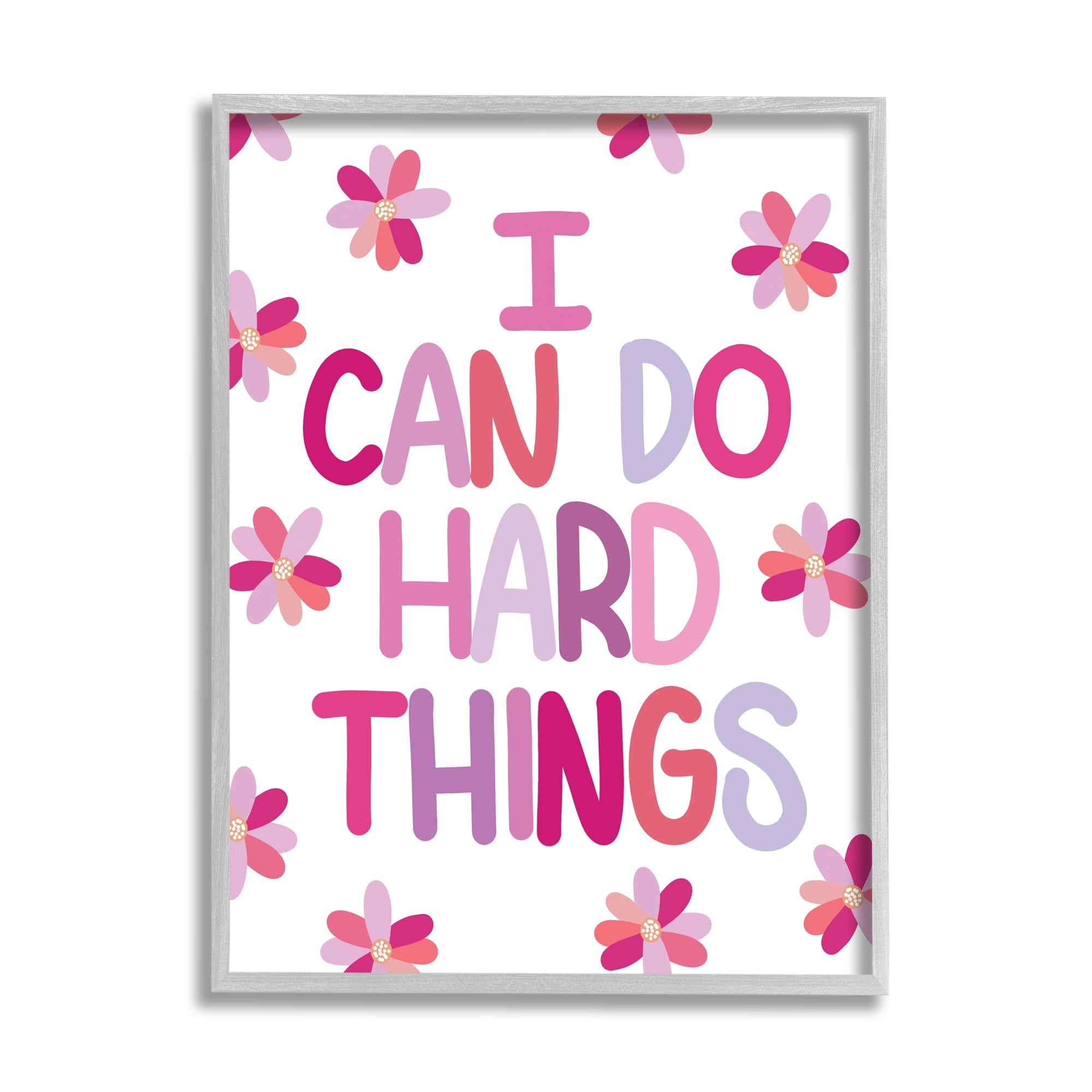 Stupell Industries I Can Do Hard Things Humorous Floral Pattern Framed Wall Art, 11 x 14, Design by Emily Cromwell