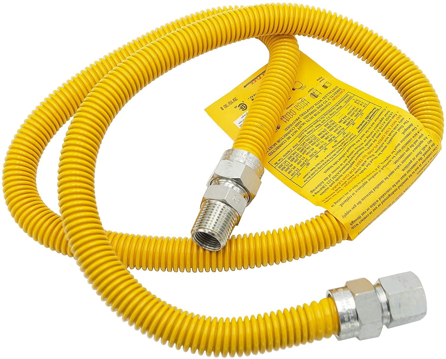 Yellow 12 Length Eastman 0415112 Epoxy Coated Gas Connector 1/2 MIP x 1/2 FIP 