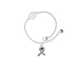 thumbnail image 2 of Delight Jewelry Silvertone Scroll Ribbon with Green Crystal - Silvertone Leaf Delicate Bracelet, 6.25+1.75", 2 of 4