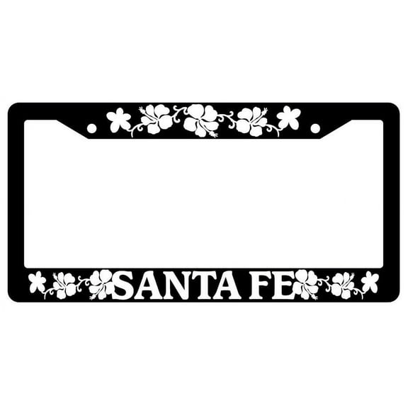 Santa Fe Hibiscus Flower Black Plastic License Plate Frame