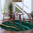 thumbnail image 5 of Marble Green Round Rug 5ft Washable Circle Kitchen Rugs Non Slip Retro Abstract Ombre Gold Nature Cracks Large Area Rug Indoor Floor Carpet for Bedroom Living Room Home Office Dining Room Nursery, 5 of 8