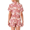 thumbnail image 3 of Conjunto de pijama de verano para mujer INSPIRE CHIC, camisa de botones con pantalones cortos, color rosa claro, talla M, 3 of 6