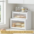 thumbnail image 6 of Double Layer Bamboo Bread Box for Kitchen Counter,Bread Holder,Countertop Bread Storage with Window (White), 6 of 7
