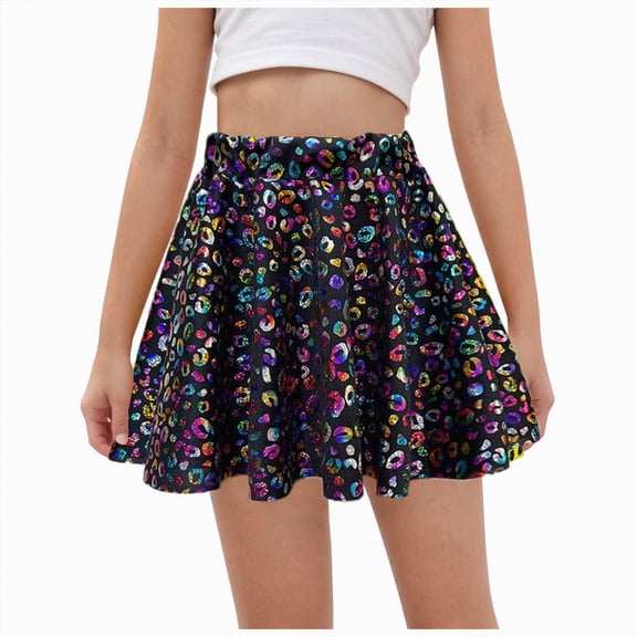 UAYOTSE Carnival Party Girls Fashionable Shiny Dance Skirt Performance Short Skirt,Sizes 13-14 Years
