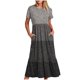 thumbnail image 1 of Vestido de Manga Corta para Mujeres Vestido de Verano de Cuello Redondo Impreso, Poliéster de Tamaño Verdadero Diario Y Vestido de Fiesta, 1 of 5
