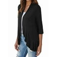 thumbnail image 2 of Women'S Open Front Cardigan 3/4 Sleeve Draped Soft Knit Sweaters Black M, 2 of 7