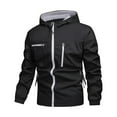 thumbnail image 2 of Mwjwdo Waterproof Rain Jackets for Men Fashion Lightweight Hooded Long Sleeve Coats with Pockets Hiking Golf Fishing Black XL, 2 of 5