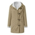 thumbnail image 4 of zfwon Winter Coats for WomenPlus Size Fleece Lined Hooded Toggle Button Pocket Duffle Jacket Faux Suede Pea Coat Solid Color Warm Long Sleeve Casual Parka Outerwear, 4 of 4