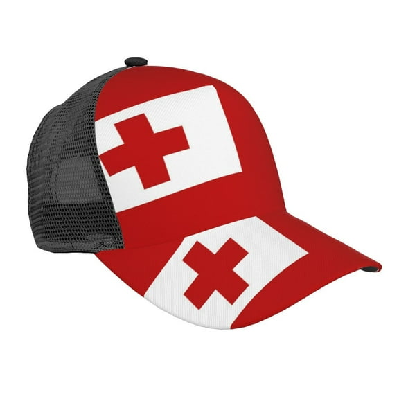 Curved Trucker Hat Tonga Flag Adjustable Mesh Back Baseball Snapback Cap For Men