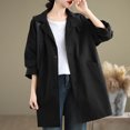 thumbnail image 4 of Women's Fashion Fall Winter Loose Outwear Jacket Turn Down Collar Pockets​​, 4 of 5