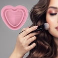 thumbnail image 2 of Unique Bargains 1 Pc Foldable Heart-shaped Makeup Sponge Brush Cleaner Pink, 2 of 5