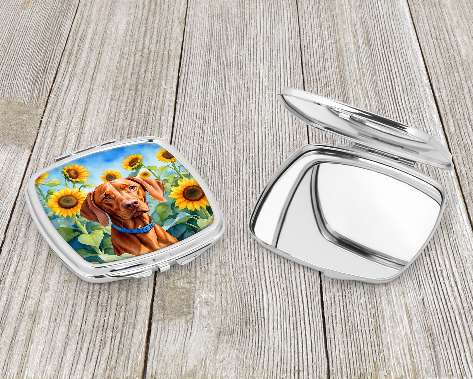 Vizsla in Sunflowers Compact Mirror 2.75 in x 3 in