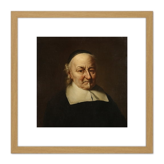 Philips Koninck Joost Van Den Vondel Poet Painting 8X8 Inch Square Wooden Framed Wall Art Print Picture with Mount
