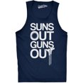 thumbnail image 1 of Mens Suns Out Guns Out Tank Funny Workout Tanks Hilarious Gym Shirt (Navy) - L, 1 of 2