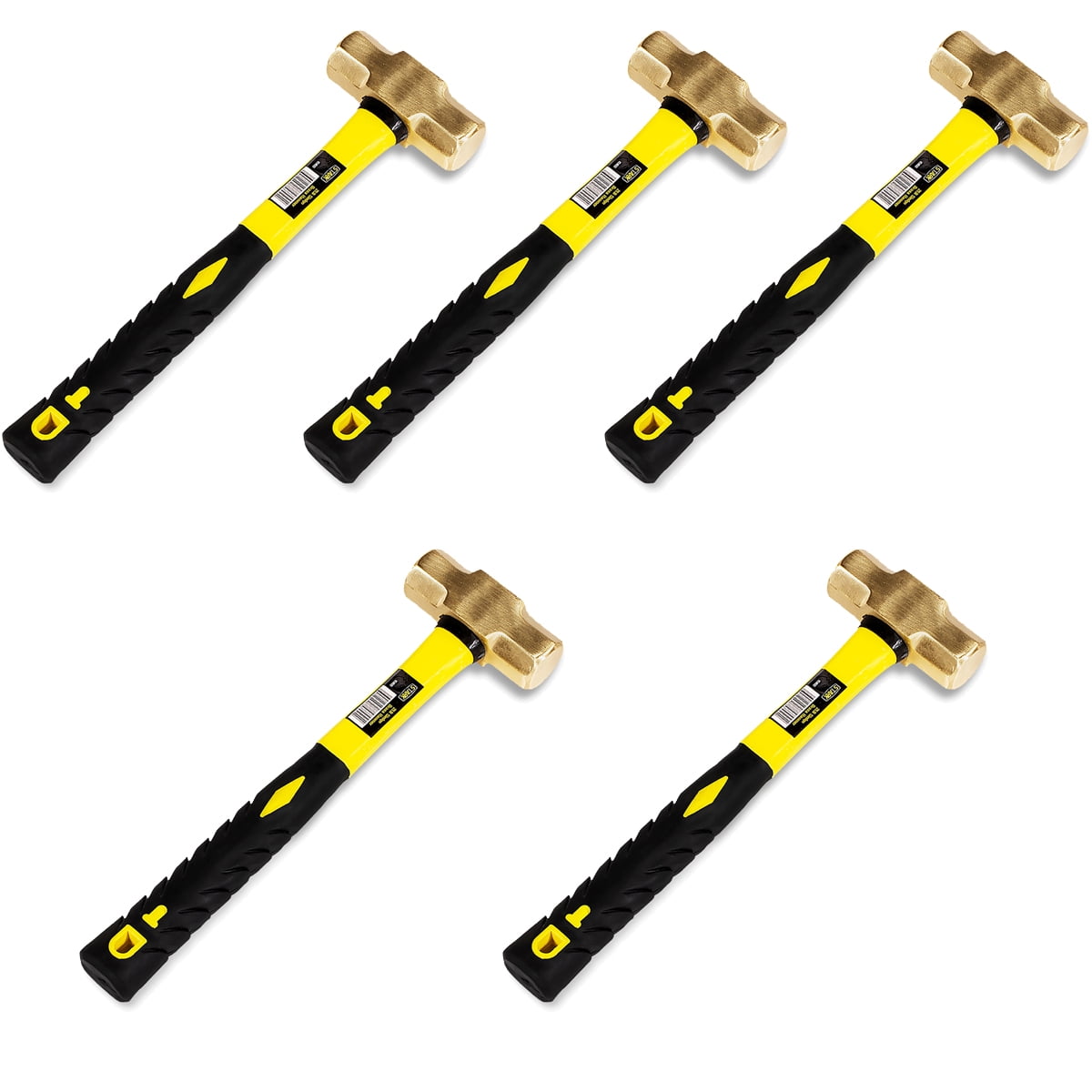 Stark 5Pieces Sledge Hammer Steel Solid Brass Comfortable Handle Non Sparking 2LBS Head
