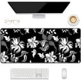 thumbnail image 2 of Desk Mat, Large Mouse Pad, 31.5" x 11.8" XXL Extended Gaming Mousepad, Desktop Decor Desk Pad, Cute Men Women Office Supplies and Accessories, XL Mouse Mat for Laptop & Keyboard, Black Flowers, 2 of 6