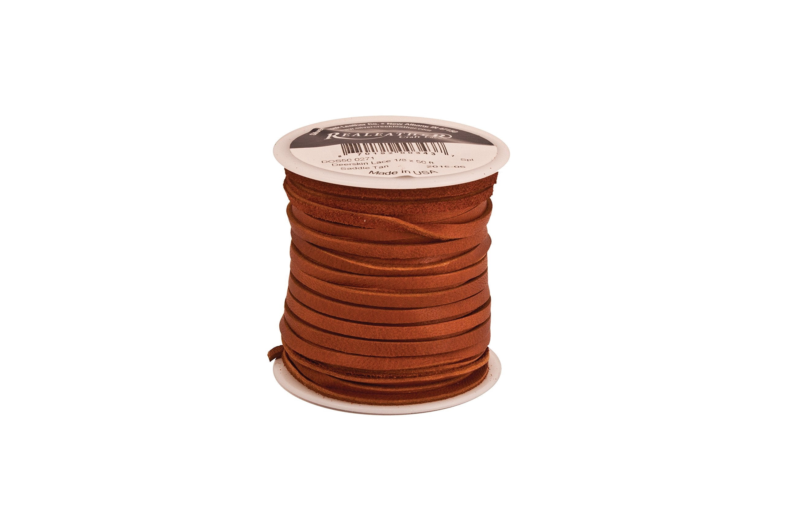Silver Creek Leather Co Realeather Deerskin Leather Lace for Crafts and Jewelry Making, 0.2 x 50', Saddle Tan 0.2" x 50'
