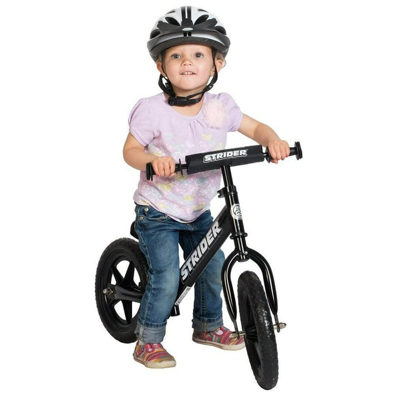Strider 12 Sport Toddler Kids No Pedal Learning Adjustable Balance Bike,  Black