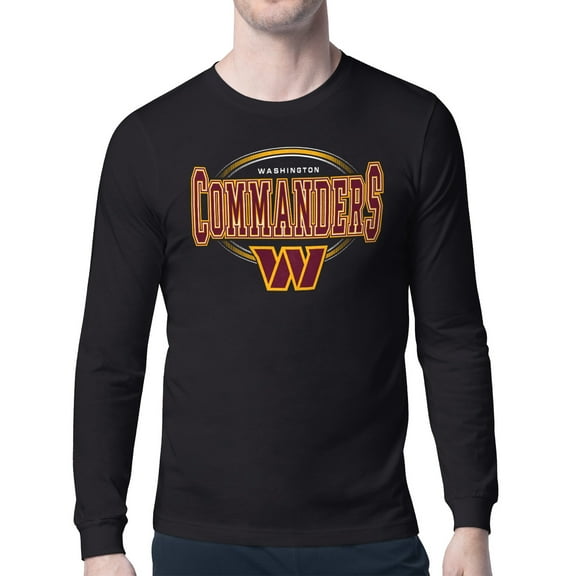 Men's Starter Black Washington Commanders Team Track Graphic Long Sleeve T-Shirt