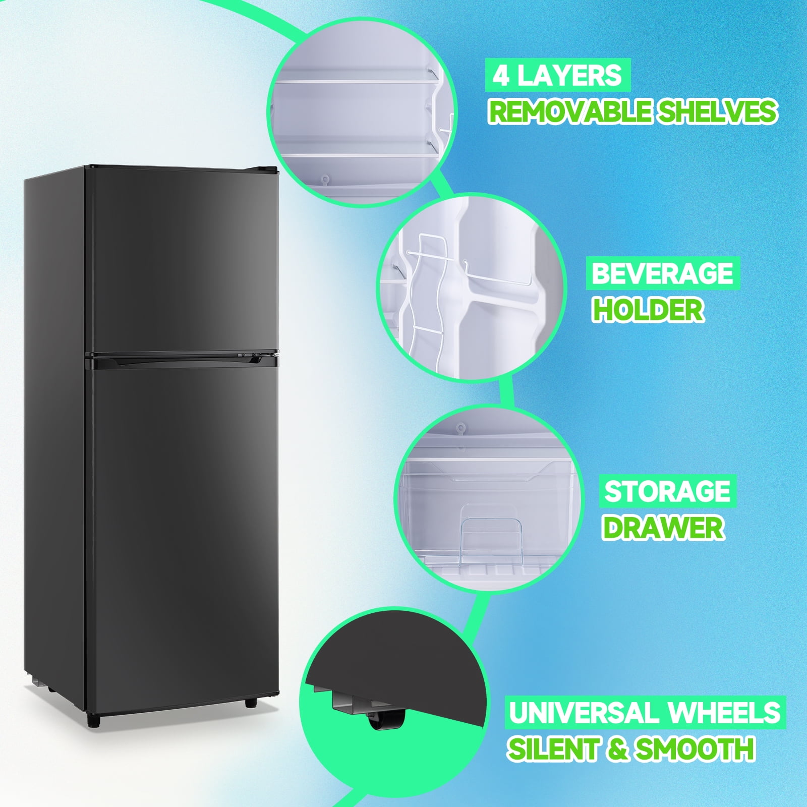 TACOOL5.0 Cu.ft Small Refrigerator Mini Fridge for Bedroom Drink Holder Large Capacity Suit for Home, Apartment, Office Dark Grey