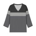 thumbnail image 5 of Women V Neck T Shirts Trendy Graphic 3/4 Sleeve Tops Comfortable Soft Tees Classic Loose Dressy Summer Shirts Gray 3XL, 5 of 5