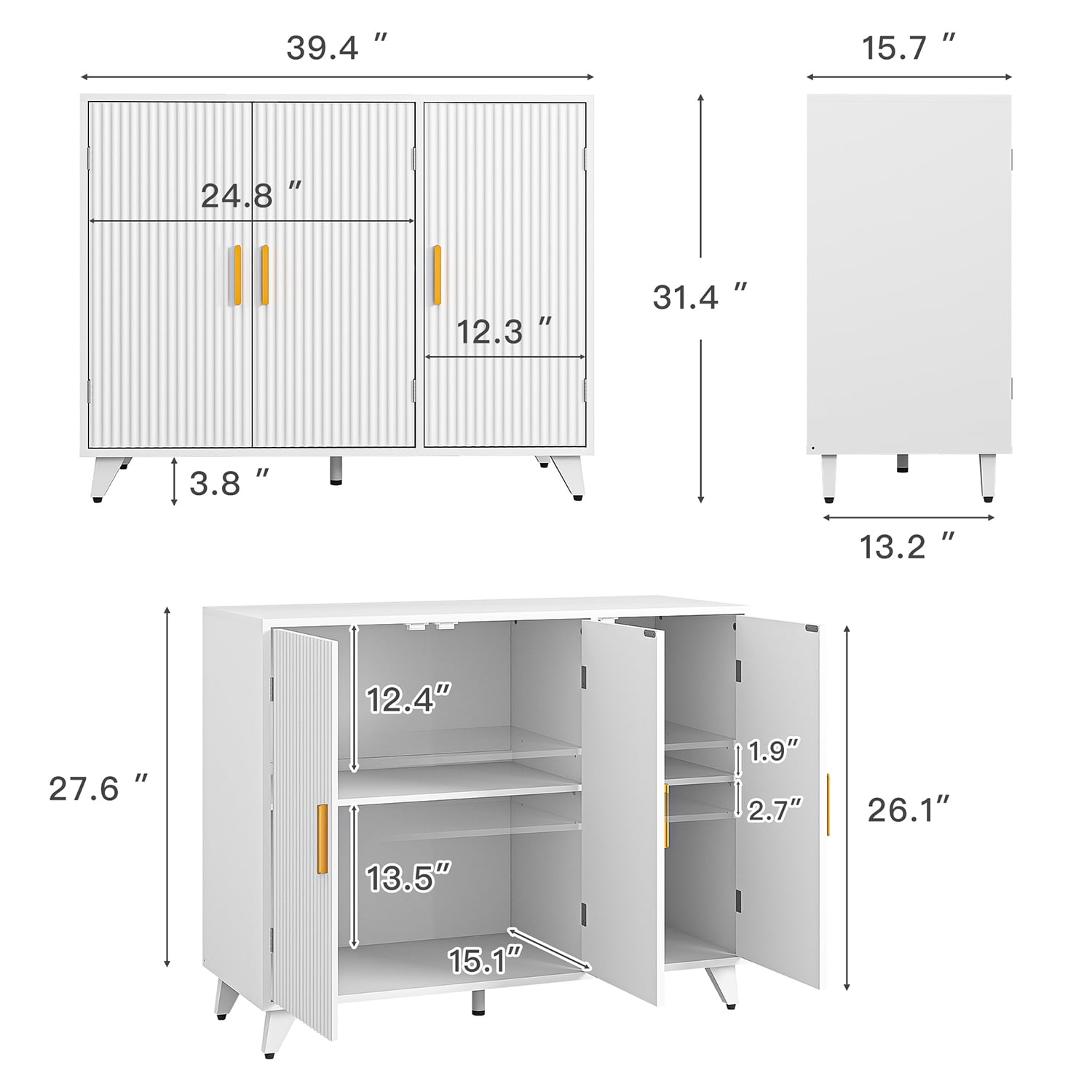 Spaco High-Quality MDF Accent Cabinet, Groove Texture, Solid & Durable, Ideal for Dining Room, Kitchen