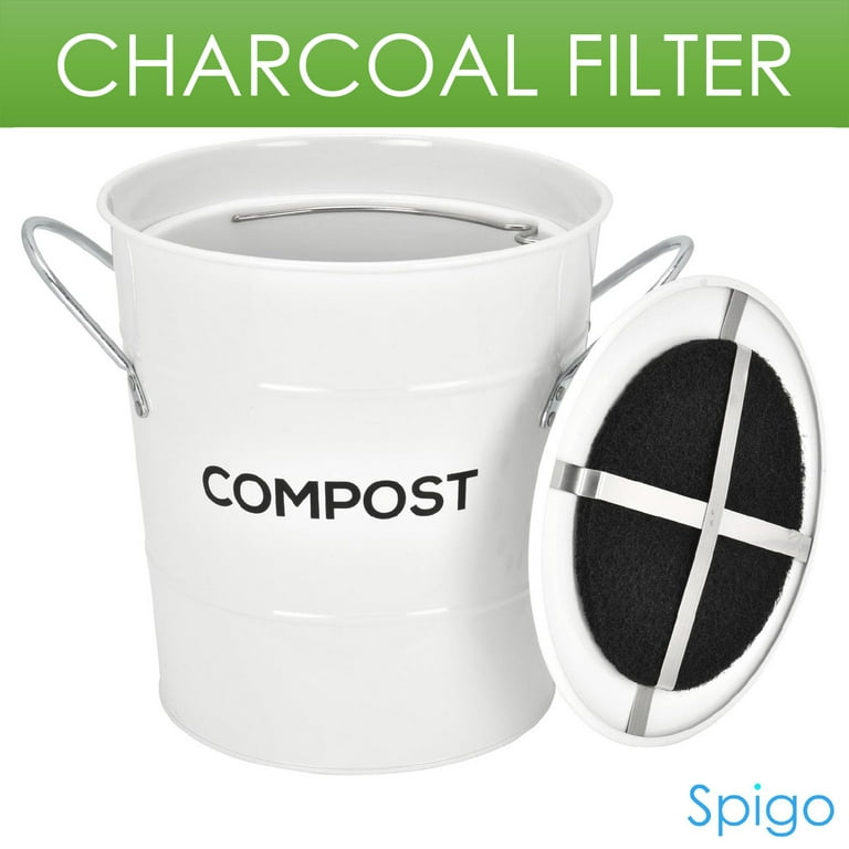 RW Clean 1 gal Stainless Steel Compost Bin - Charcoal Filter - 7 1/4 x 7  1/4 x 11 - 1 count box