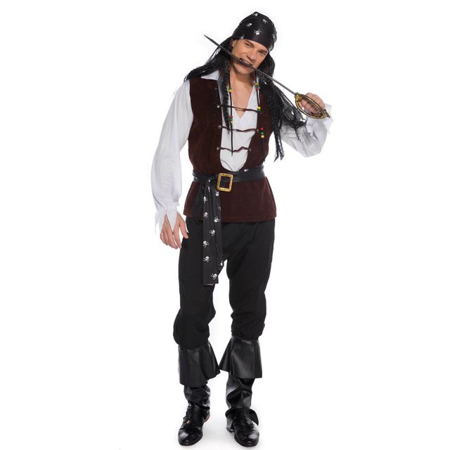 Pirata de disfraces de Halloween para hombres, Disfraz de calavera de lujo para carnaval, ropa de Cosplay de capitán adulto para fiesta