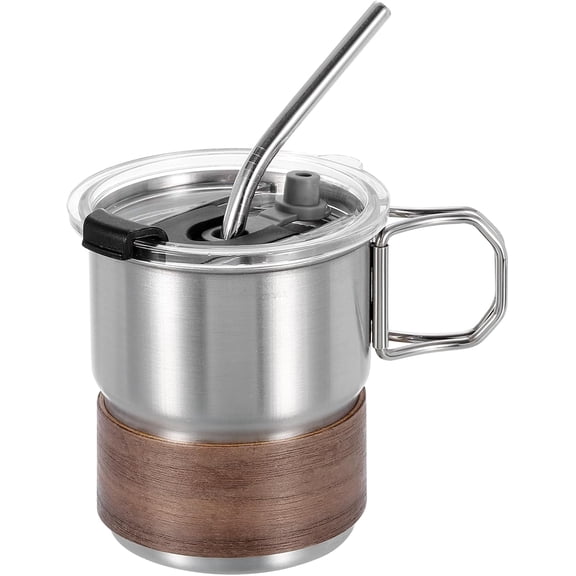 uxcell 304 Stainless Steel Cup with Handle & Straws & Lids & Sleeves, 10oz Water Cup Shatterproof Drinking Tumbler for Home Office Bar Restaurant