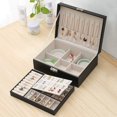 thumbnail image 3 of Organizador de joyas de tamaño compacto con cerradura de metal para mujeres y niñas, cajas de joyería de doble capa con compartimentos extraíbles que muestran las joyas de forma ordenada, 3 of 5