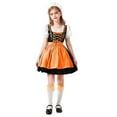 thumbnail image 4 of Zecgelong Girls German Dirndl Dress Oktoberfest Party Fancy Outfit Orange 3-4 Years, 4 of 5