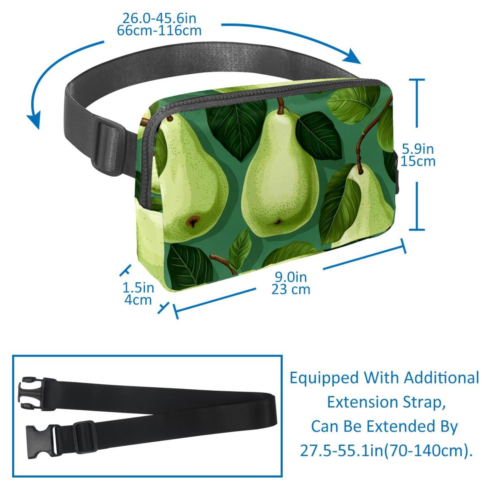 Pears Lightweight Adjustable Cross Body Bag with Extension Strap, Unisex Waist Packs Money Belt Fanny Packs
