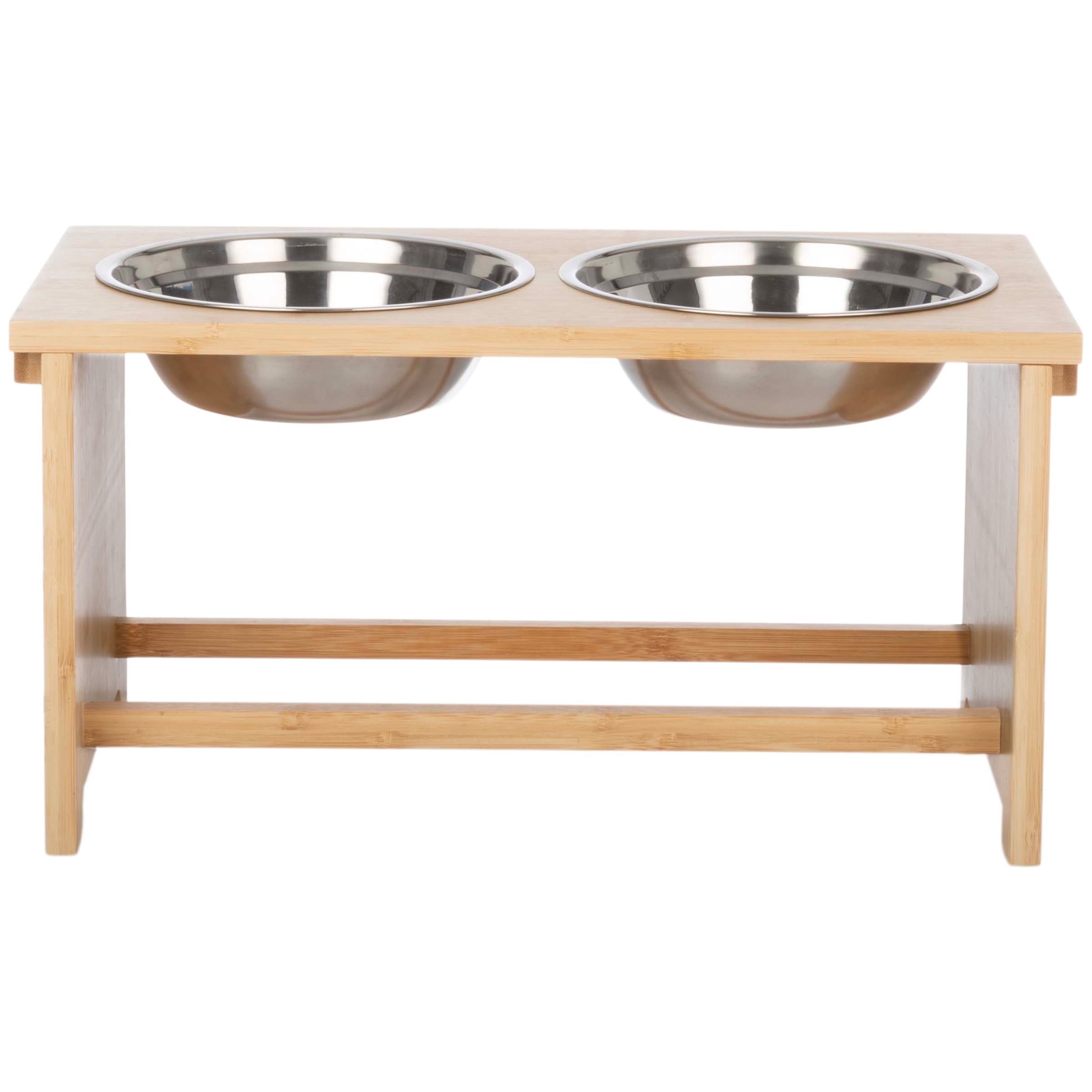 PETMAKER Elevated Dog Bowls with 10-Inch Tall Bamboo Raised Stand