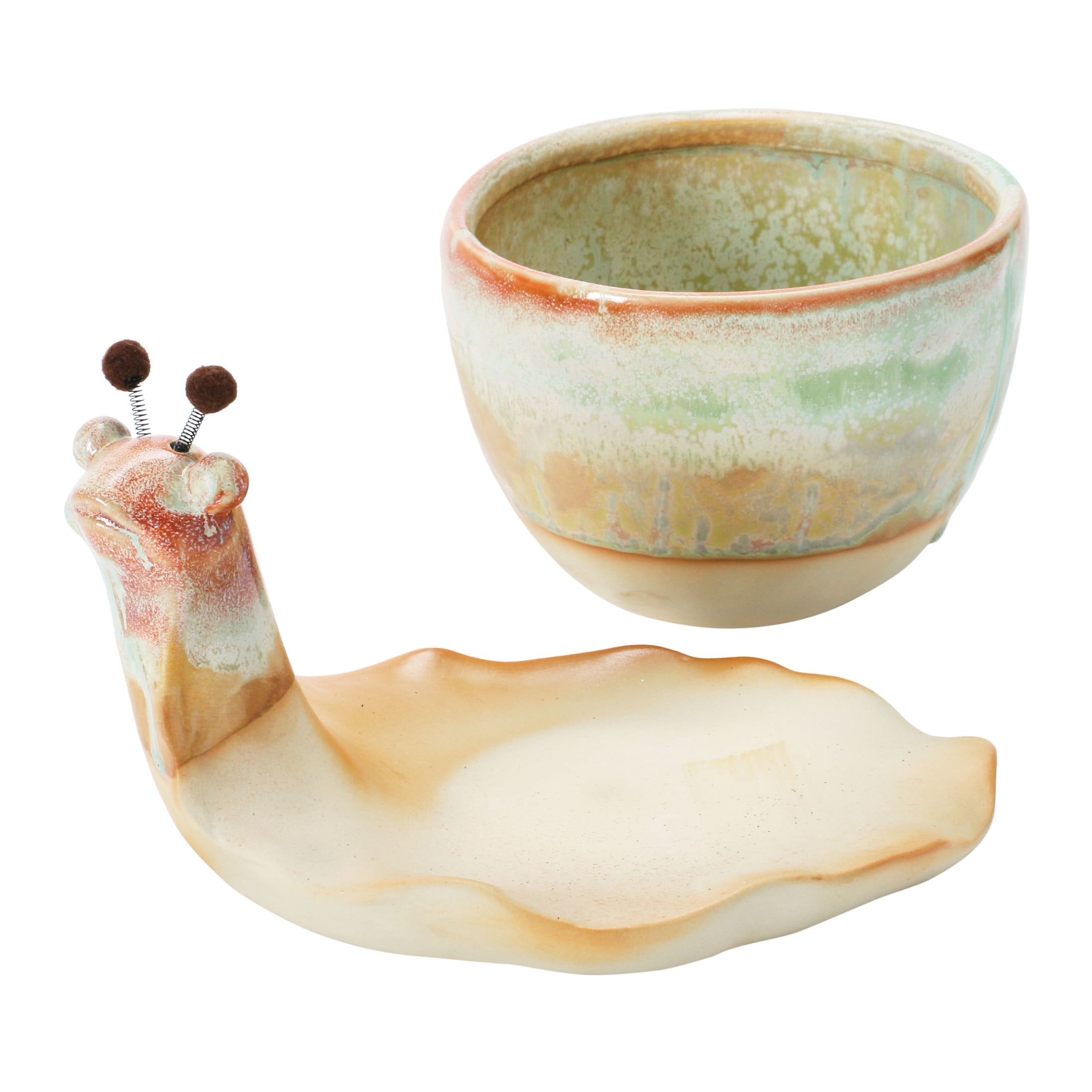 Creative Co-Op Decorative Stoneware Snail Planter with Reactive Glaze, Brown