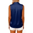 thumbnail image 5 of Laqbezok Women's Satin Sleeveless Shirt, Silky V-Neck Button Down Tank Top, Professional Office Blouse with Chest Pocket, Chic Summer Solid Color Vest, 5 of 6