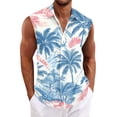 thumbnail image 4 of Hogleaql Men's Casual Button Down Shirts Sleeveless Hawaiian Shirts Tropical Graphic Vacation Fashion Beach Tshirt Wine 2XL, 4 of 6
