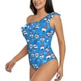 thumbnail image 2 of Haiem Gnomes in USA Women's One Piece Swimsuits Tummy Control One Shoulder Bathing Suits Ruffle Swimwear-Large, 2 of 8