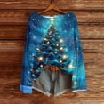 thumbnail image 2 of yardsong Imitation Knit Santa Sweaters for Women - Boat Neck Long Sleeve Christmas Holiday Ugly Reindeer Graphic Pullover Top Blue,XL, 2 of 6