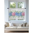thumbnail image 4 of Sheer Curtains 45 Inch Length, Blue Pink Hydrangea Semi Sheer Curtains Light Filtering Window Treatment, Eucalyptus Leaves Wooden Summer Botanical Privacy Voile Drapes for Living Room 52x45 Inch, 4 of 7
