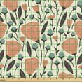 thumbnail image 2 of Ambesonne Floral Fabric by the Yard Upholstery, Garden Elements Blossoms, 1 Yard, Salmon Teal, 2 of 5