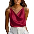 thumbnail image 4 of BLVB Women's Silk Satin Camisole Cowl Neck Tank Tops Adjustable Spaghetti Strap Sleeveless Elegant Blouses Summer, 4 of 8