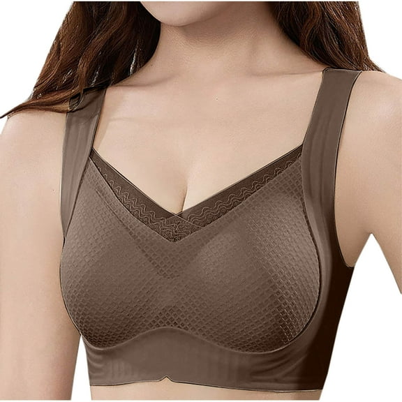 LYEAA Everyday Bras for Women Soft Cup Push up Padded Wireless Daily Bras Wirefree Wide Strap Support Lift Bralette No Wire Breathable Comfort Sleeping Bras Brown L