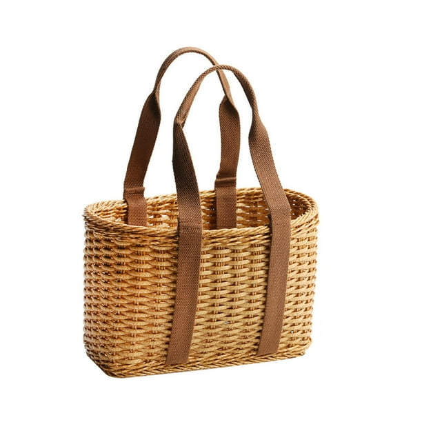 Cesta tejida a mano, decorativa, ligera, versátil, cesta de la compra sencilla, cesta de flores para acampar, compras, jardinería en interiores y exte Pequeño
