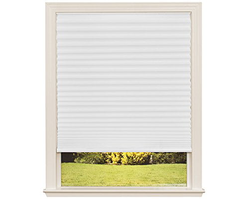 48 x 64, Fits Windows 31-48 Redi Shade Easy Lift Trim-at-Home Cordless Pleated Light Blocking Fabric White 
