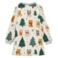 thumbnail image 6 of Girls' long-sleeved dress Cat and Christmas Tree Girls' A-line dress with ribbed cuffs Soft and comfortable, 6 of 6