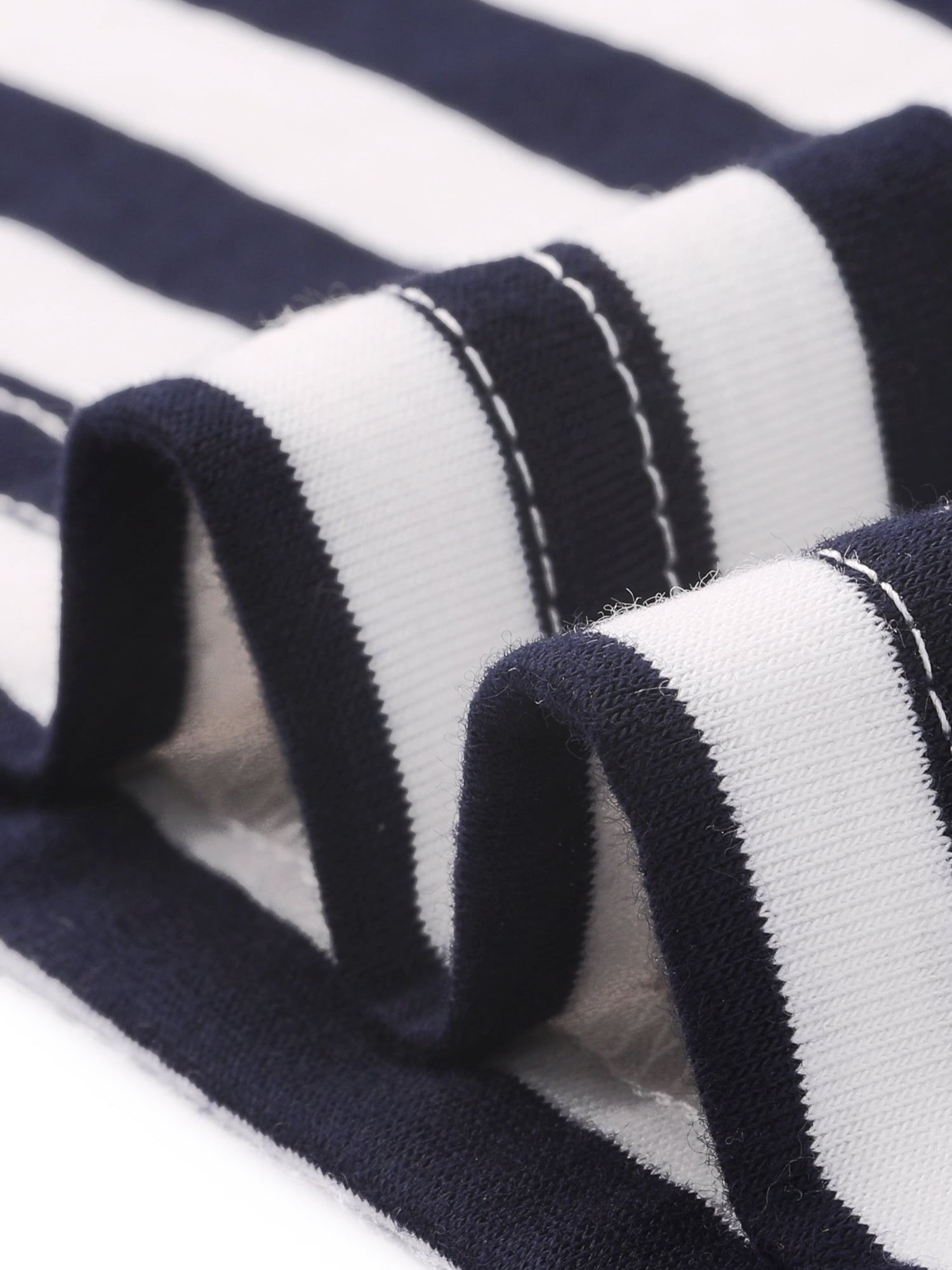 DARING DIVA Women's Plus Round Neck Striped Ruffle Blouse 2X Navy Blue